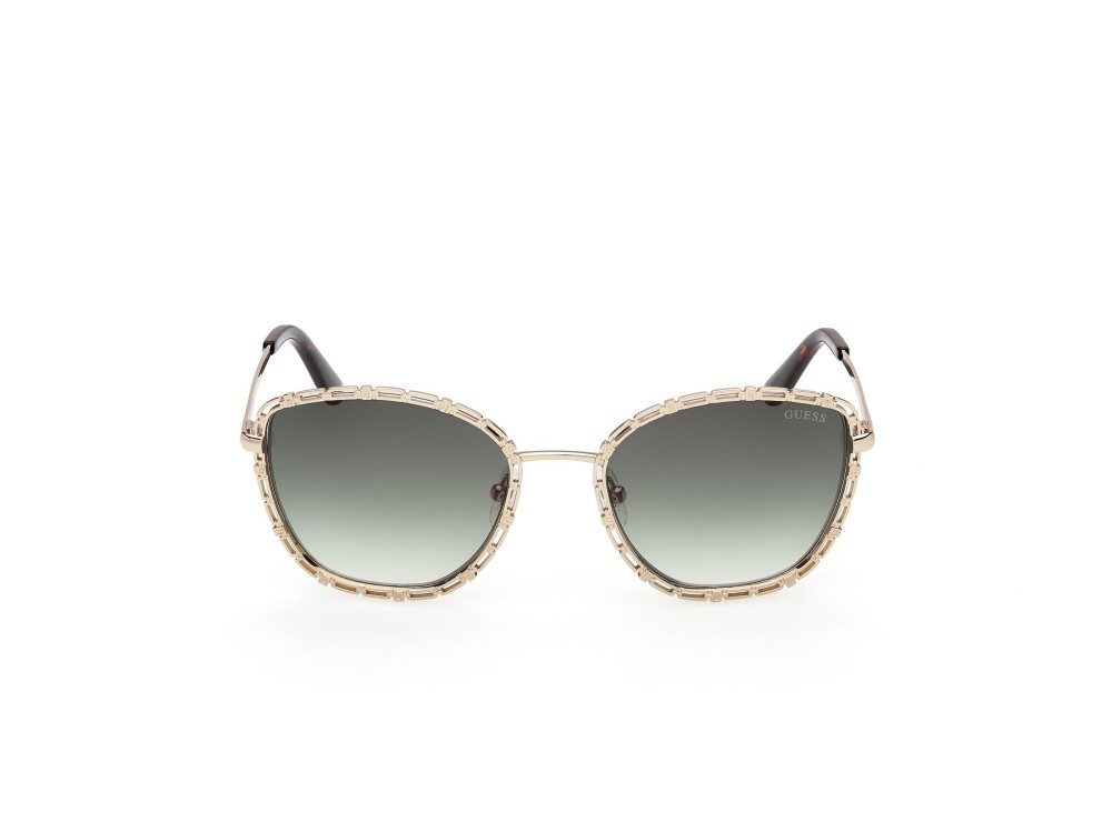 Occhiali da sole Guess GU00297 (32P) colore oro pallido lucido forma rotondo lenti verde sfumato
