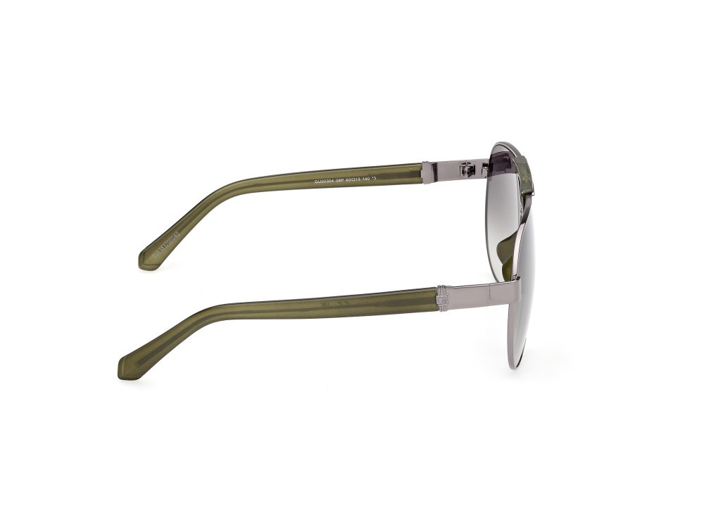 Occhiali da sole Guess GU00304 (08P) colore antracite lucido / verde scuro lucido forma aviator lenti fumo grad.