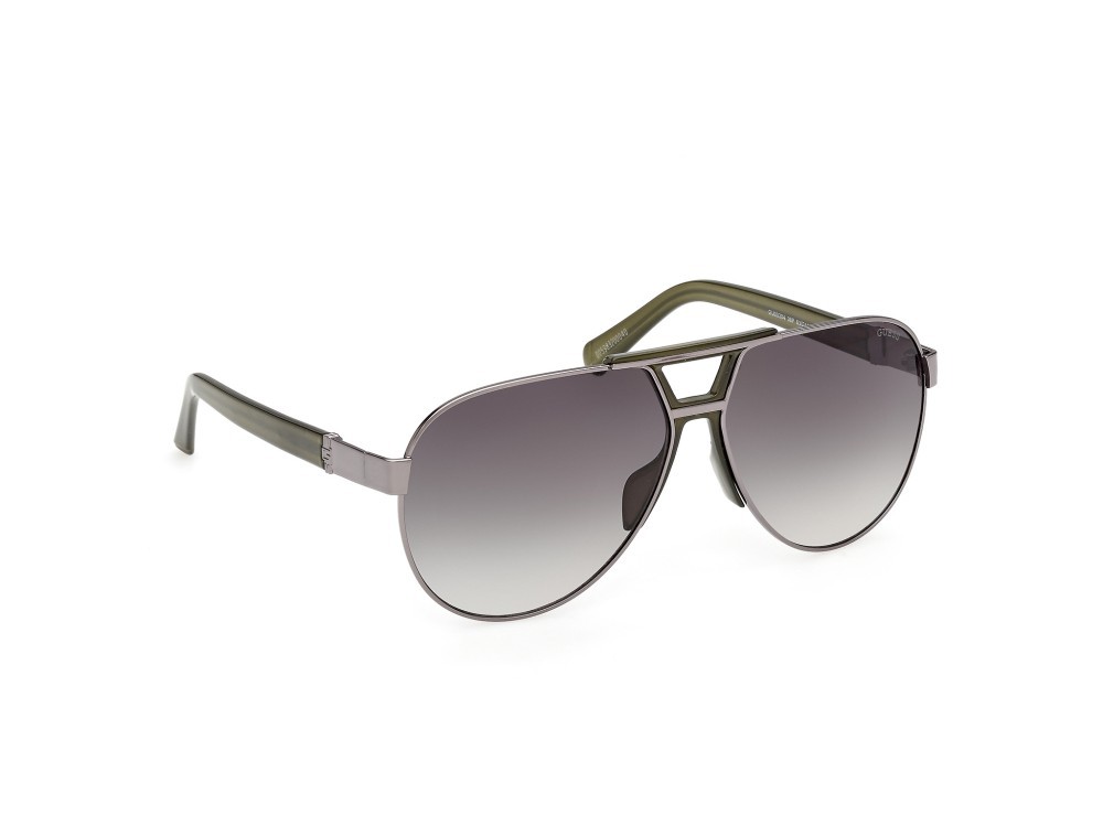 Occhiali da sole Guess GU00304 (08P) colore antracite lucido / verde scuro lucido forma aviator lenti fumo grad.