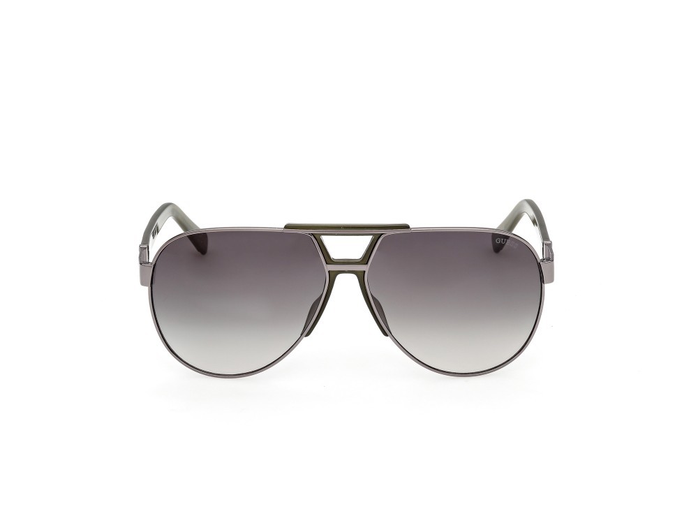 Occhiali da sole Guess GU00304 (08P) colore antracite lucido / verde scuro lucido forma aviator lenti fumo grad.