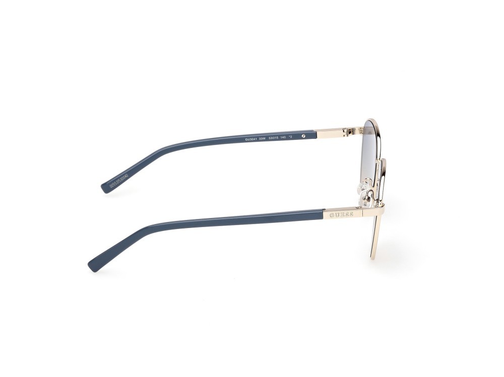 Occhiali da sole Guess GU3041 (33W) colore oro pallido lucido forma rotondo lenti blu sfumato