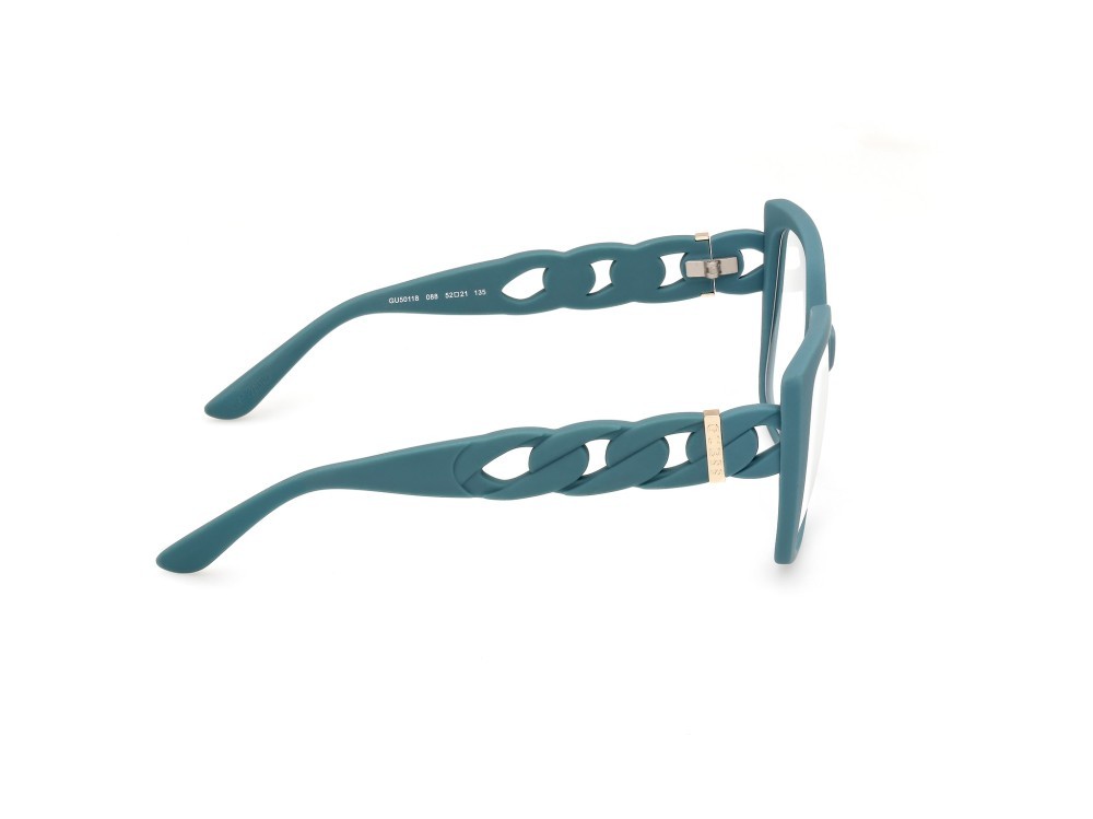 Occhiali da vista Guess GU50118 (088) colore turchese opaco - turchese lucido forma quadrato 