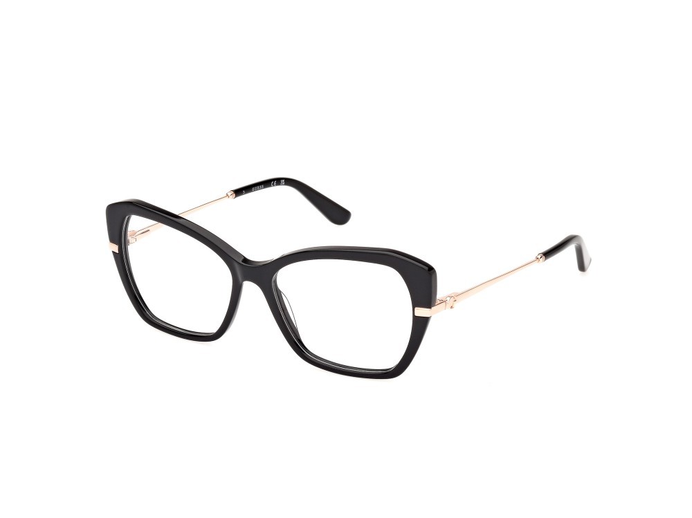 Occhiali da vista Guess GU50183 (001) colore nero lucido - oro rosé lucido forma geometrico 