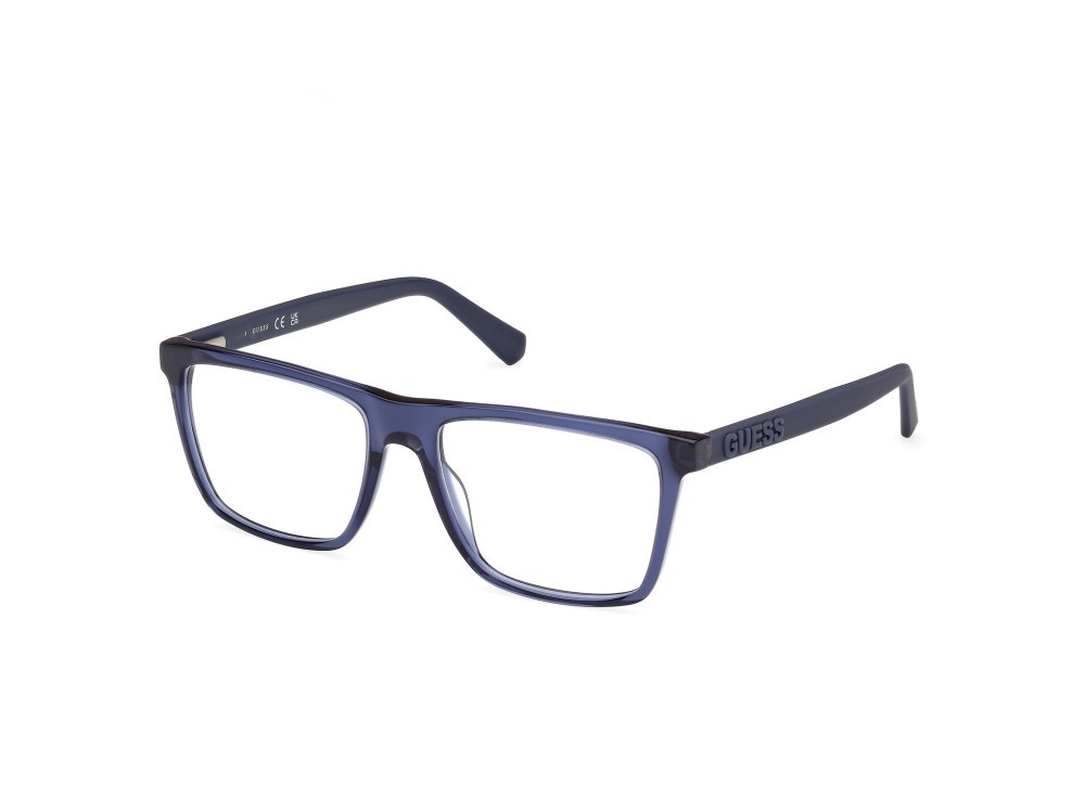 Eyeglasses Guess GU50186 (090) color blu lucido shape rectangle 