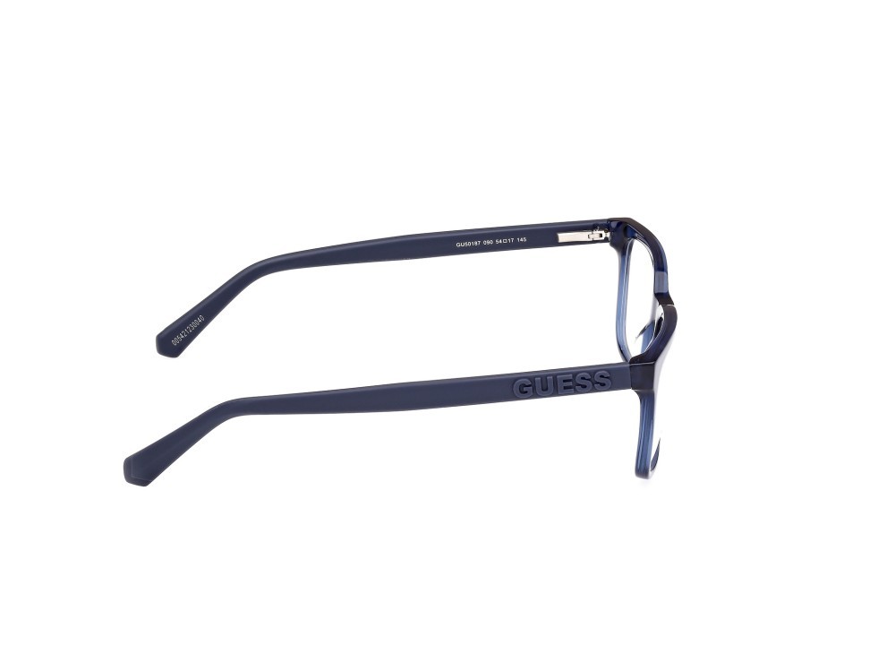 Eyeglasses Guess GU50187 (090) color blu lucido shape rectangle 