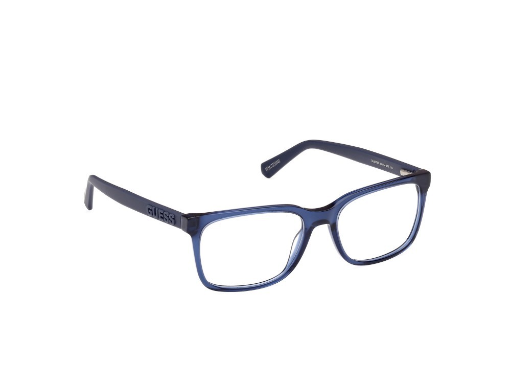 Eyeglasses Guess GU50187 (090) color blu lucido shape rectangle 