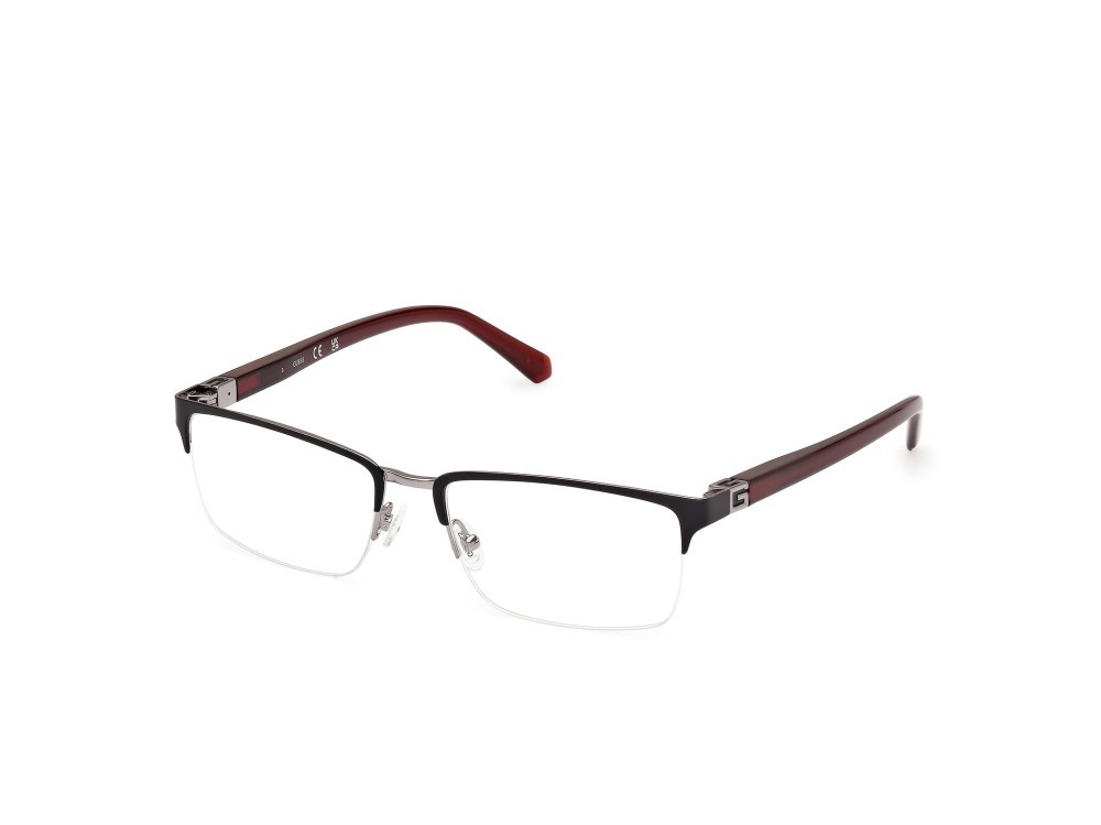 Eyeglasses Guess GU50191 (002) color nero opaco - bordeaux lucido shape rectangle 