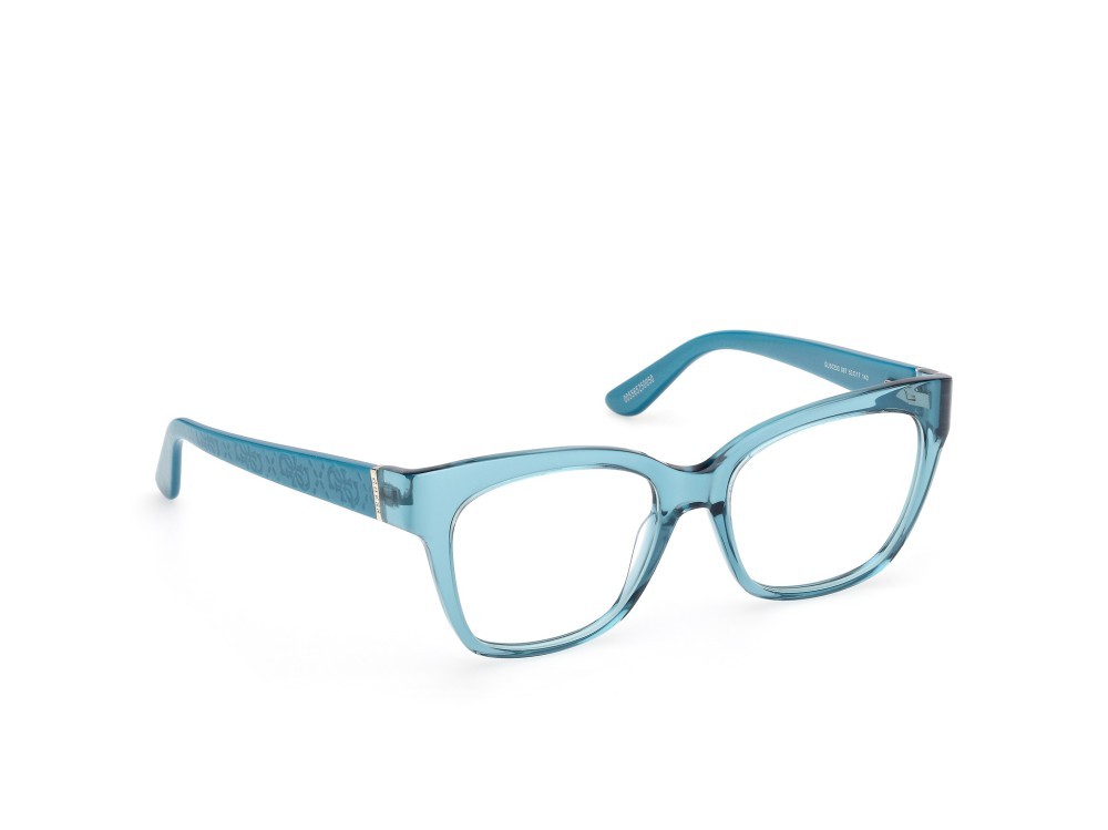 Occhiali da vista Guess GU50233 (087) colore turchese lucido - turchese perlato forma quadrato 