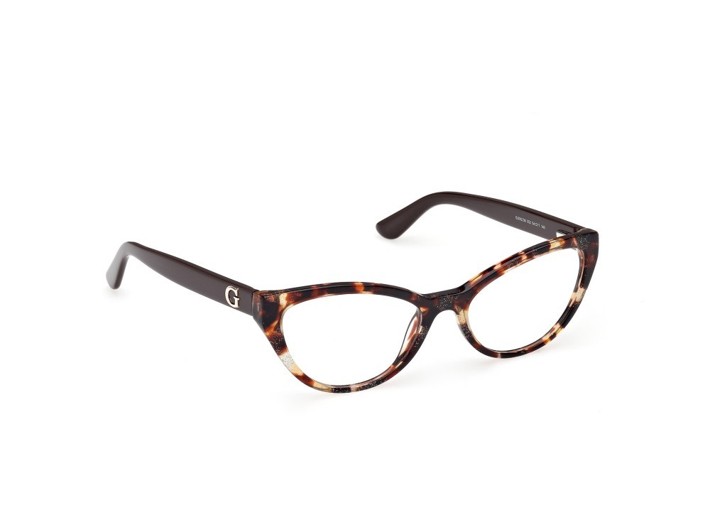 Occhiali da vista Guess GU50236 (052) colore avana scura - marrone scuro lucido forma cat eye 