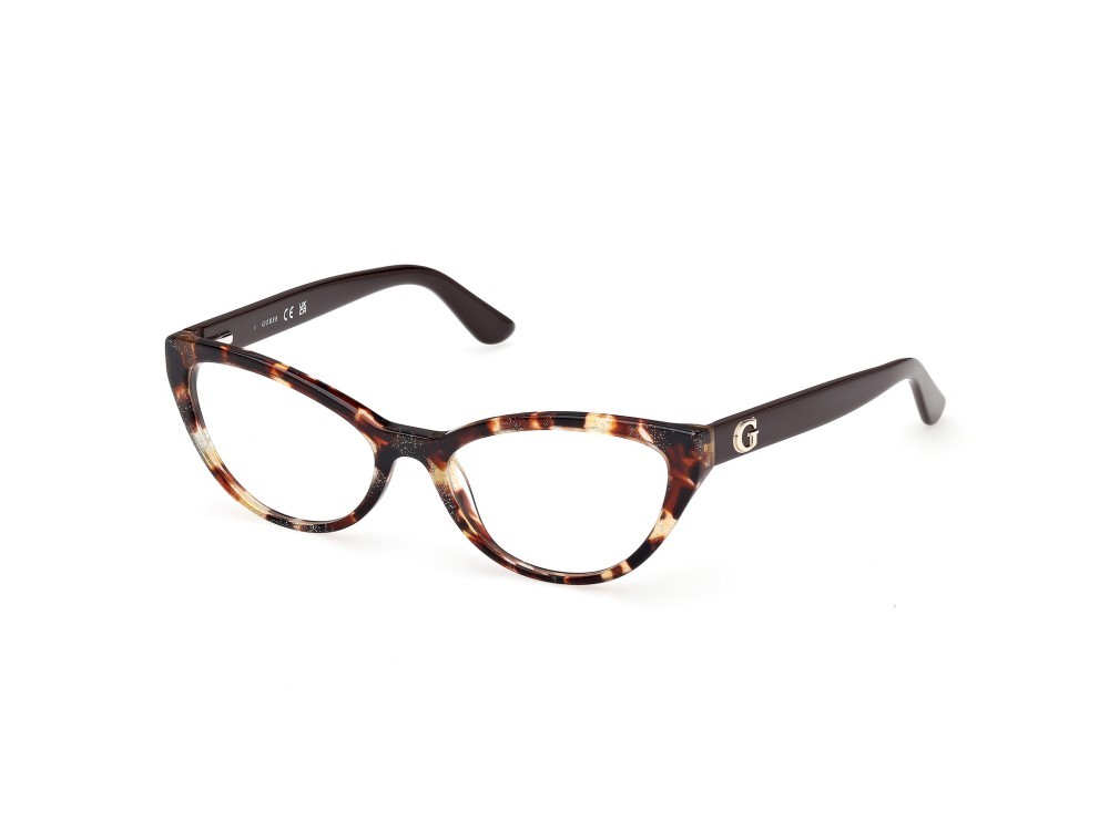 Occhiali da vista Guess GU50236 (052) colore avana scura - marrone scuro lucido forma cat eye 