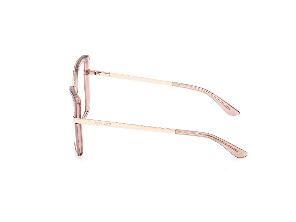 Occhiali da vista Guess GU50245 (057) colore beige lucido - oro rosé lucido forma farfalla 