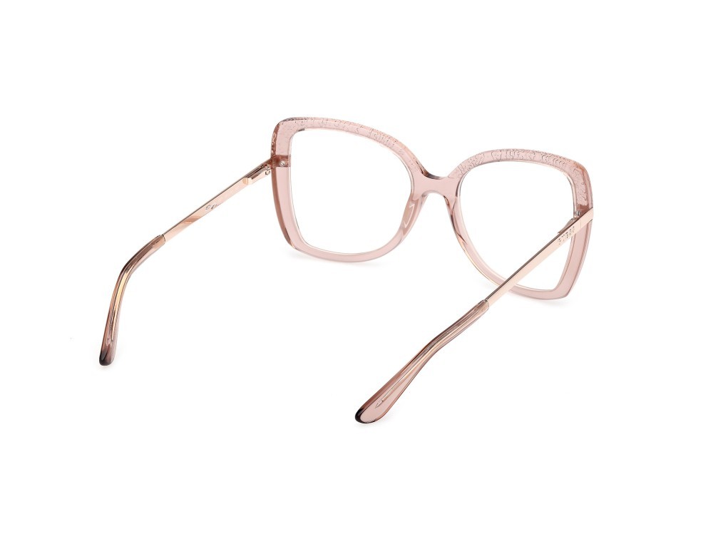 Occhiali da vista Guess GU50245 (057) colore beige lucido - oro rosé lucido forma farfalla 