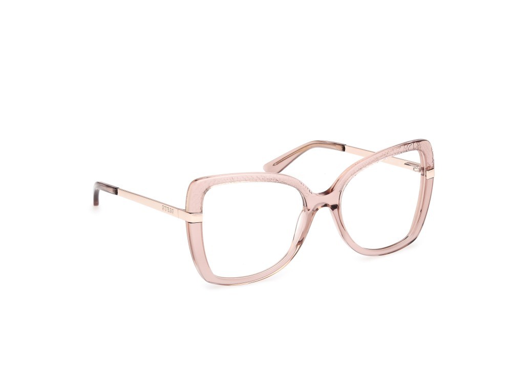 Occhiali da vista Guess GU50245 (057) colore beige lucido - oro rosé lucido forma farfalla 