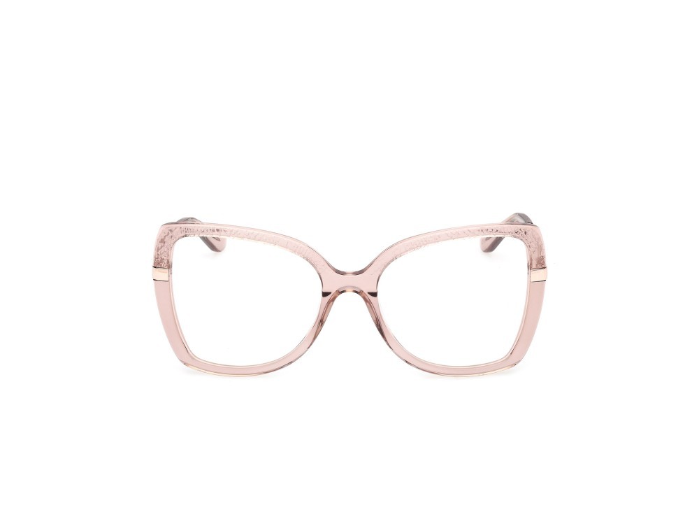 Occhiali da vista Guess GU50245 (057) colore beige lucido - oro rosé lucido forma farfalla 