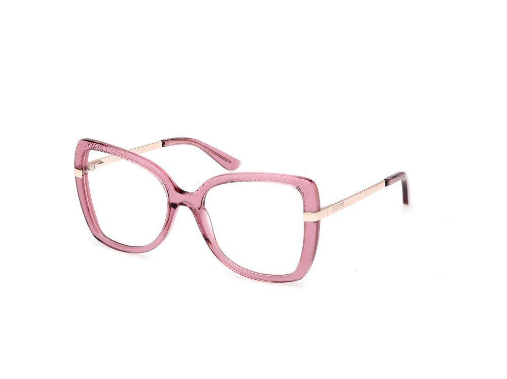 Occhiali da vista Guess GU50245 (081) colore viola lucido - oro rosé lucido forma farfalla 