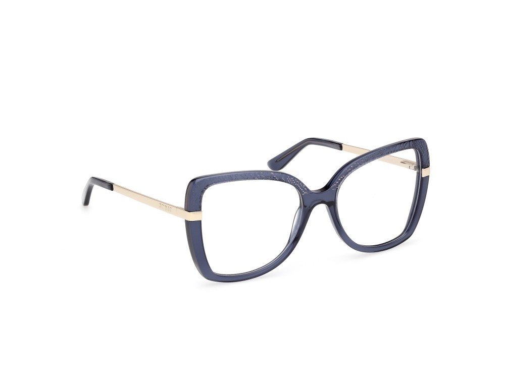 Occhiali da vista Guess GU50245 (090) colore blu lucido - oro pallido lucido forma farfalla 