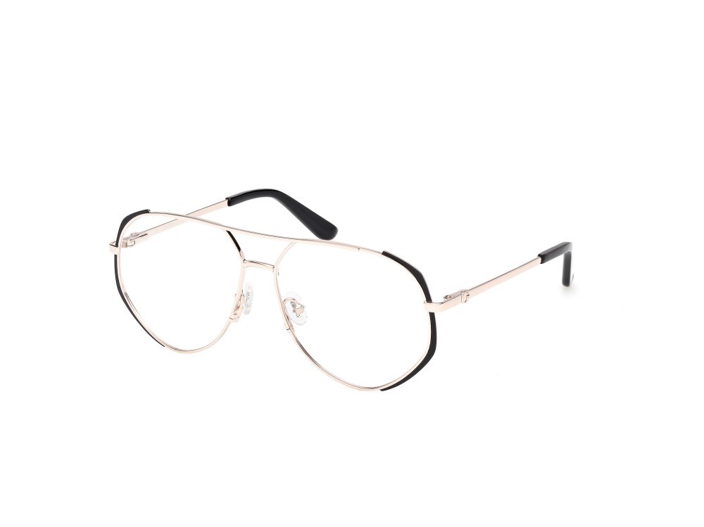 Eyeglasses Guess GU50247 (002) color nero opaco - oro pallido lucido shape aviator 