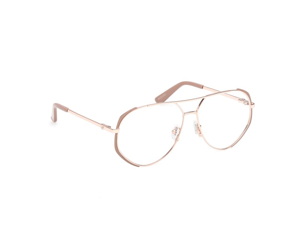 Occhiali da vista Guess GU50247 (058) colore beige opaco - oro rosé lucido forma aviator 