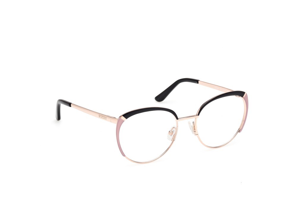 Occhiali da vista Guess GU50250 (005) colore nero opaco - oro rosé lucido forma rotondo 