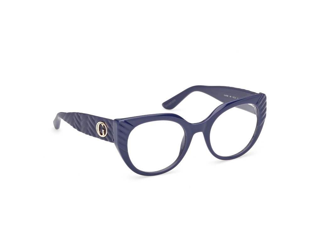 Eyeglasses Guess GU50306 (090) color blu lucido / blu opaco shape cat eye 
