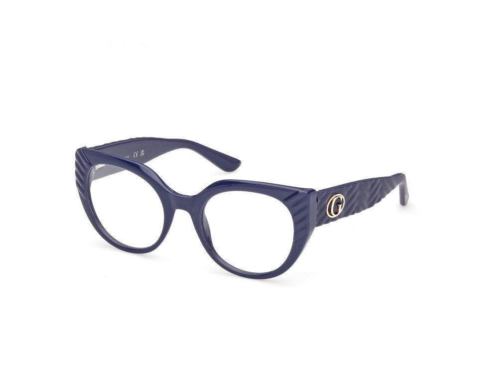 Eyeglasses Guess GU50306 (090) color blu lucido / blu opaco shape cat eye 