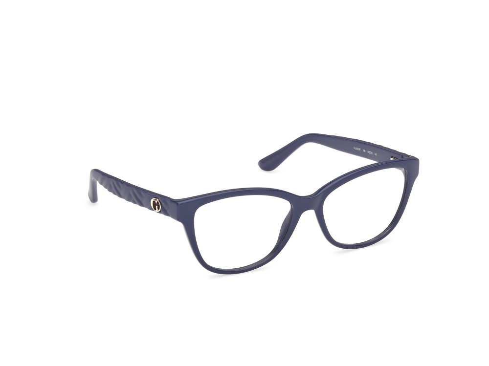 Eyeglasses Guess GU50307 (090) color blu lucido / blu opaco shape cat eye 