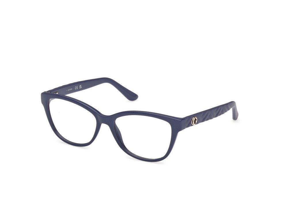 Eyeglasses Guess GU50307 (090) color blu lucido / blu opaco shape cat eye 
