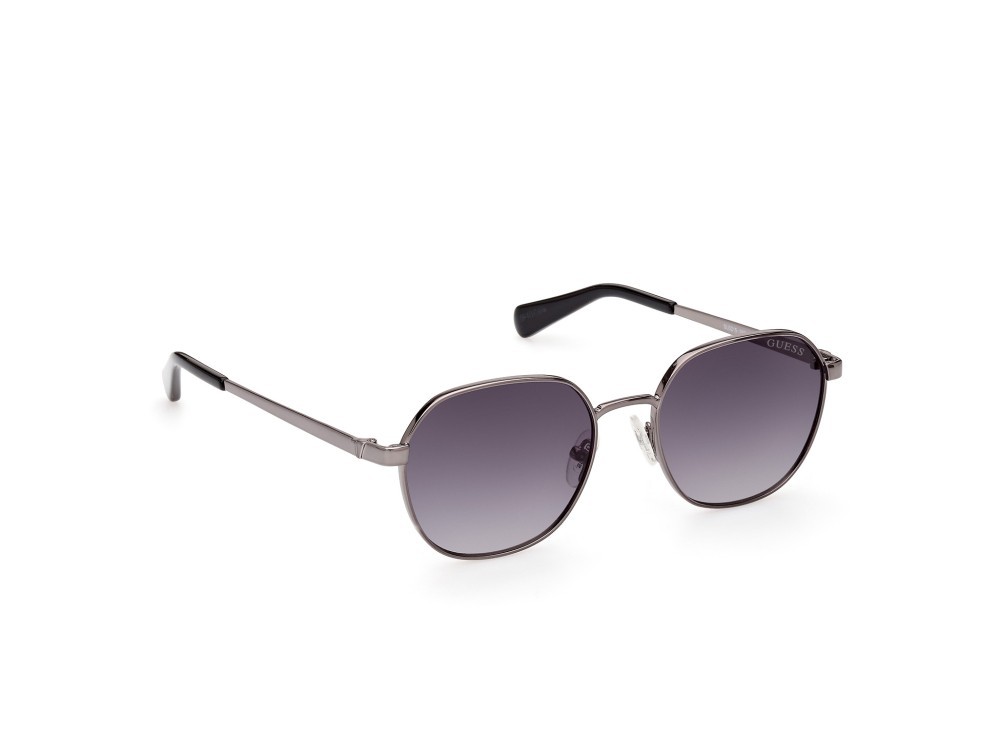 Occhiali da sole Guess GU5215 (06B) colore nichel stagno scuro lucido forma geometrico lenti fumo grad.