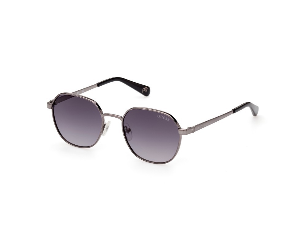 Occhiali da sole Guess GU5215 (06B) colore nichel stagno scuro lucido forma geometrico lenti fumo grad.