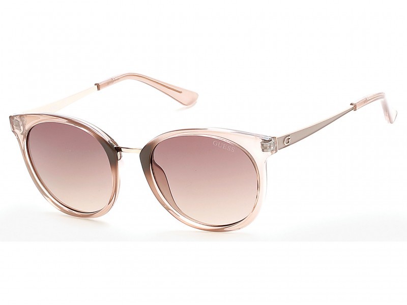 Occhiali da sole Guess GU7459 (57F) colore beige lucido forma rotondo lenti marrone grad.