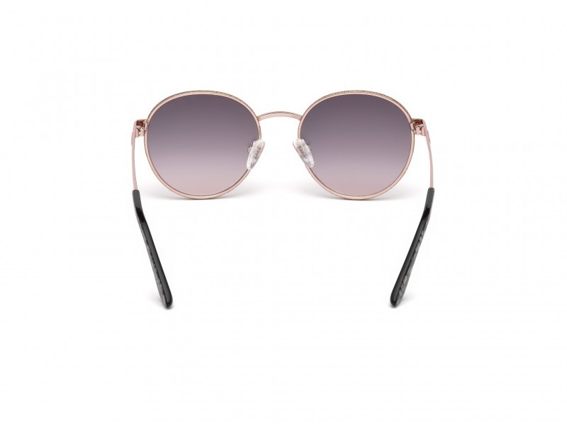 Occhiali da sole Guess GU7556 (28U) colore oro rosé lucido forma rotondo lenti bordeaux specchiato