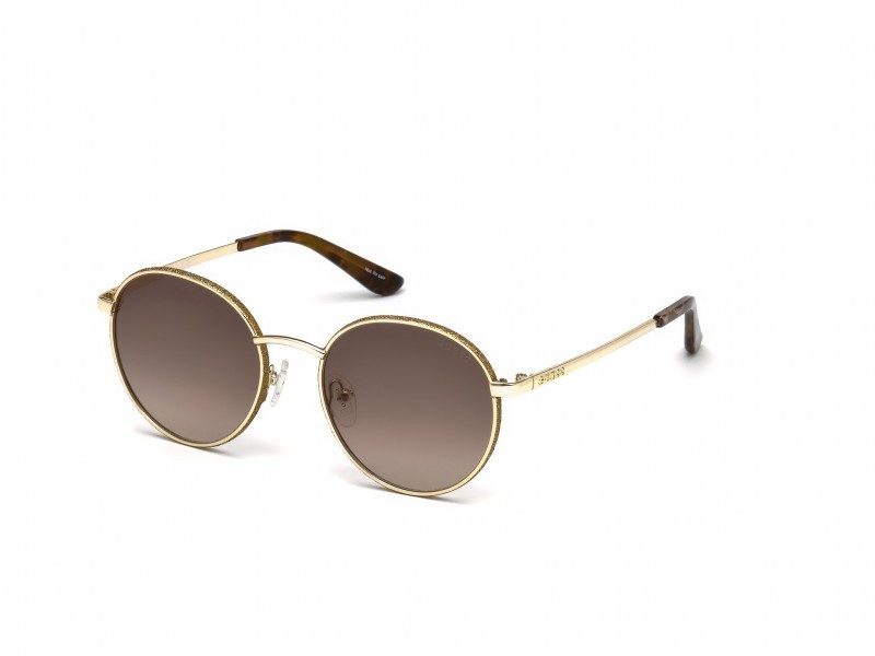 Occhiali da sole Guess GU7556 (32F) colore oro forma rotondo lenti marrone grad.