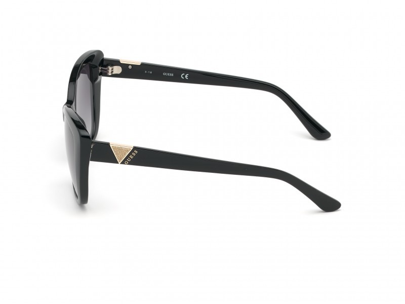 Occhiali da sole Guess GU7600 (01B) colore nero lucido forma cat eye lenti fumo grad.