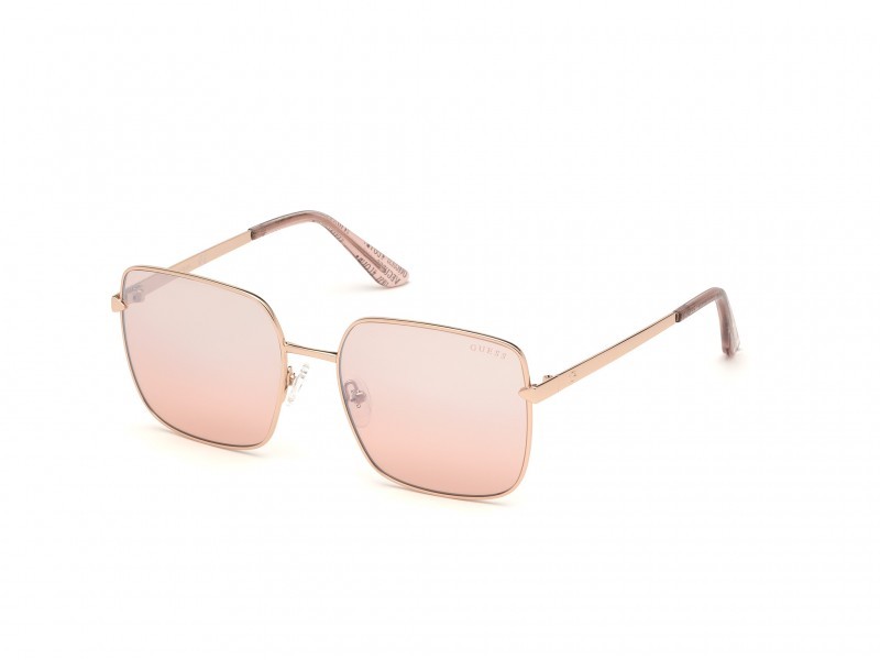 Occhiali da sole Guess GU7615 (28U) colore oro rosé lucido forma geometrico lenti bordeaux specchiato