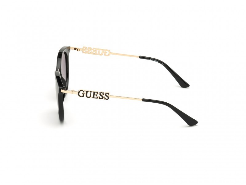 Occhiali da sole Guess GU7645 (01B) colore nero lucido forma rotondo lenti fumo grad.