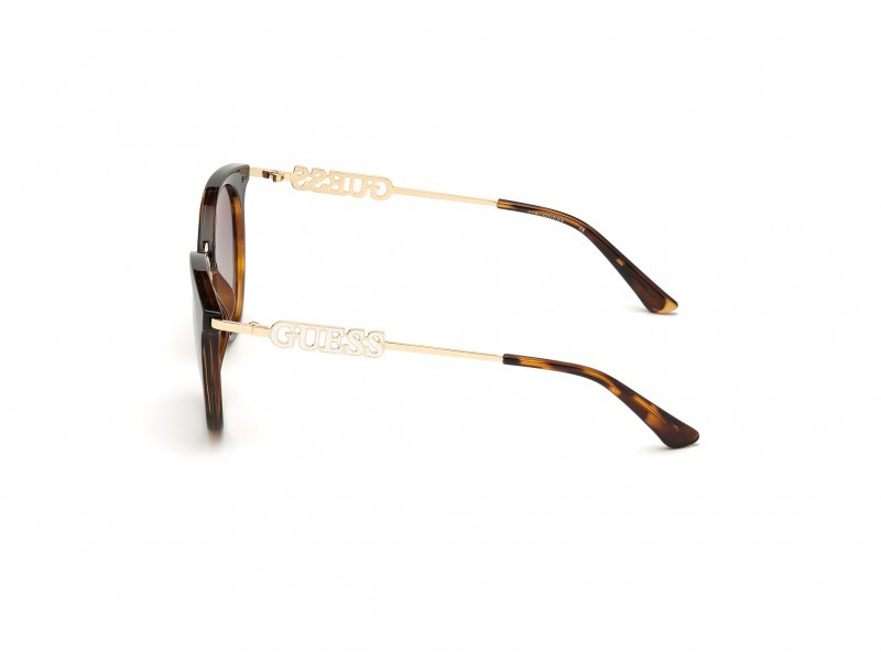 Occhiali da sole Guess GU7645 (52G) colore avana scura forma rotondo lenti marrone specchiato