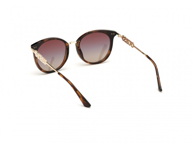 Occhiali da sole Guess GU7645 (52G) colore avana scura forma rotondo lenti marrone specchiato
