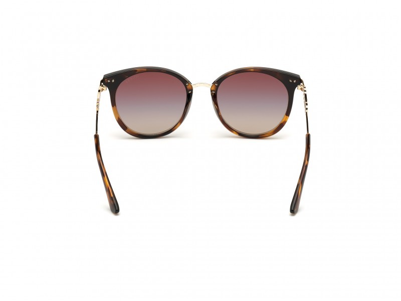 Occhiali da sole Guess GU7645 (52G) colore avana scura forma rotondo lenti marrone specchiato