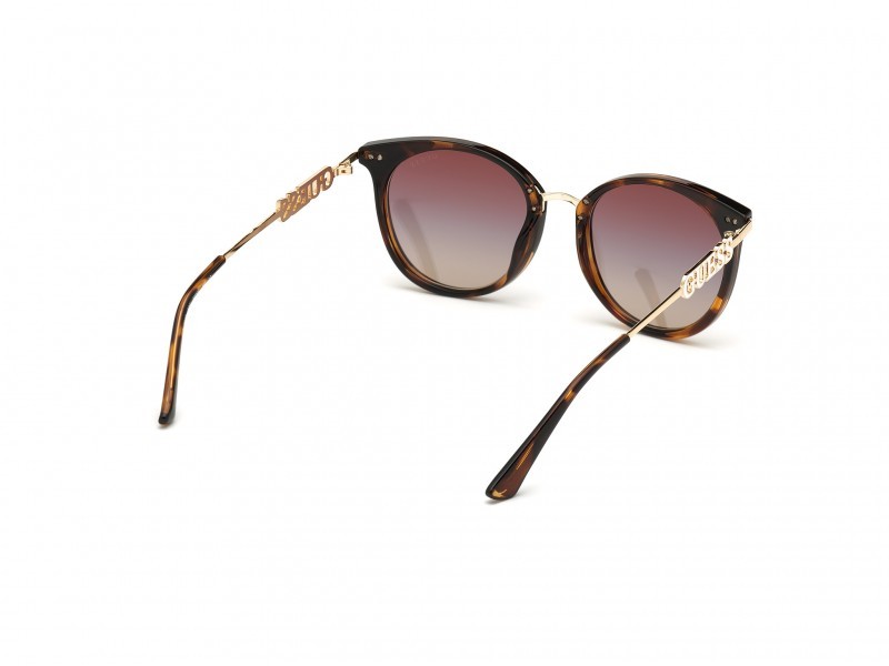 Occhiali da sole Guess GU7645 (52G) colore avana scura forma rotondo lenti marrone specchiato