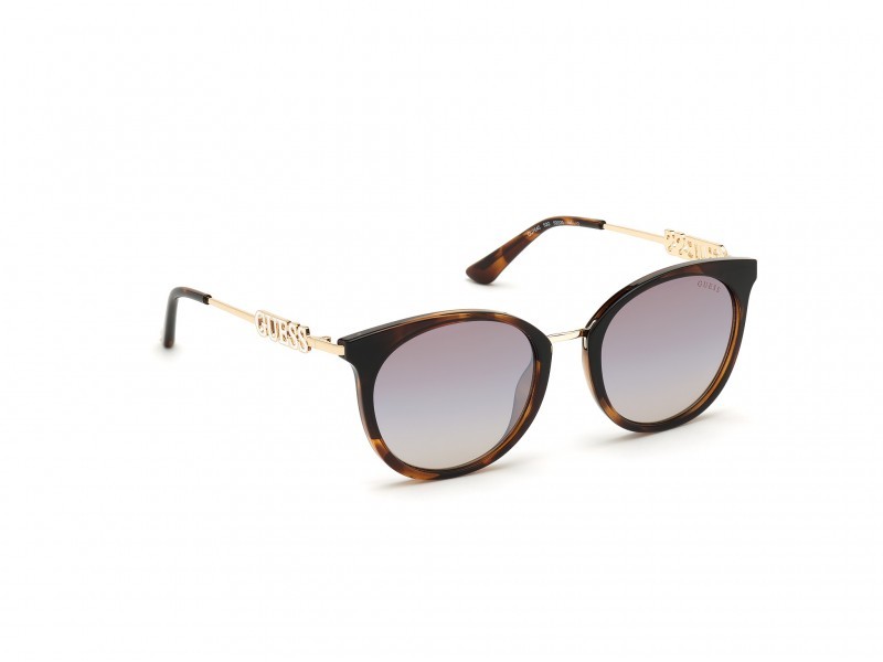 Occhiali da sole Guess GU7645 (52G) colore avana scura forma rotondo lenti marrone specchiato
