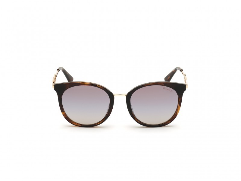 Occhiali da sole Guess GU7645 (52G) colore avana scura forma rotondo lenti marrone specchiato