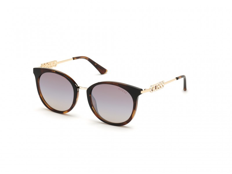 Occhiali da sole Guess GU7645 (52G) colore avana scura forma rotondo lenti marrone specchiato