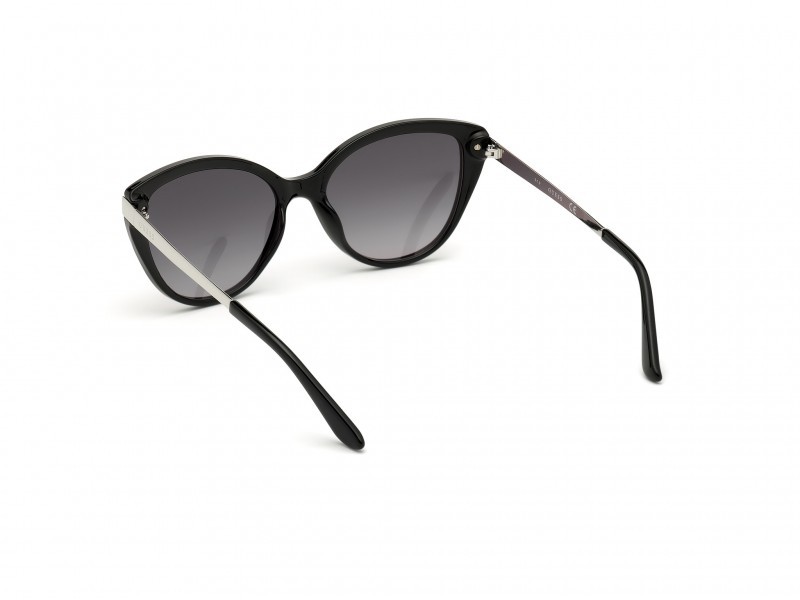Occhiali da sole Guess GU7658 (01C) colore nero lucido forma cat eye lenti fumo specchiato