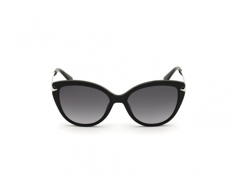Occhiali da sole Guess GU7658 (01C) colore nero lucido forma cat eye lenti fumo specchiato