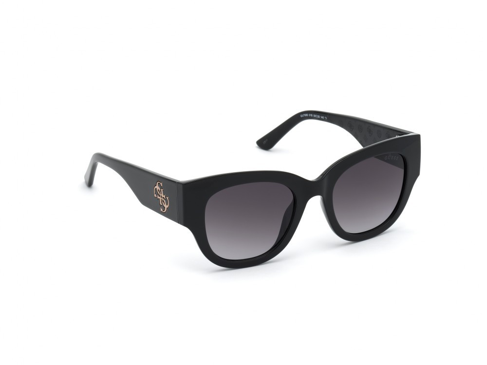 Occhiali da sole Guess GU7680 (01B) colore nero lucido  forma farfalla lenti fumo grad.
