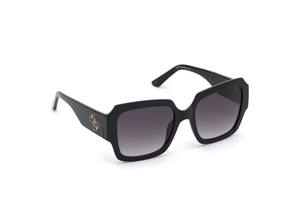 Occhiali da sole Guess GU7681 (01B) colore nero lucido forma quadrato lenti fumo grad.