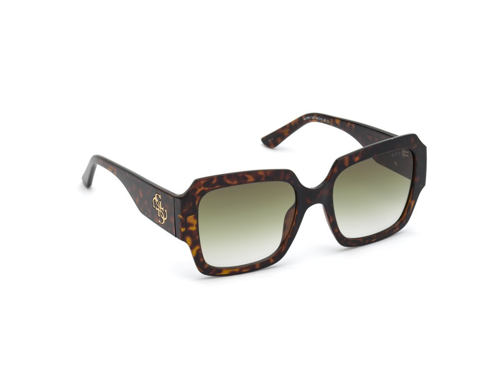 Occhiali da sole Guess GU7681 (52P) colore avana scura forma quadrato lenti verde sfumato