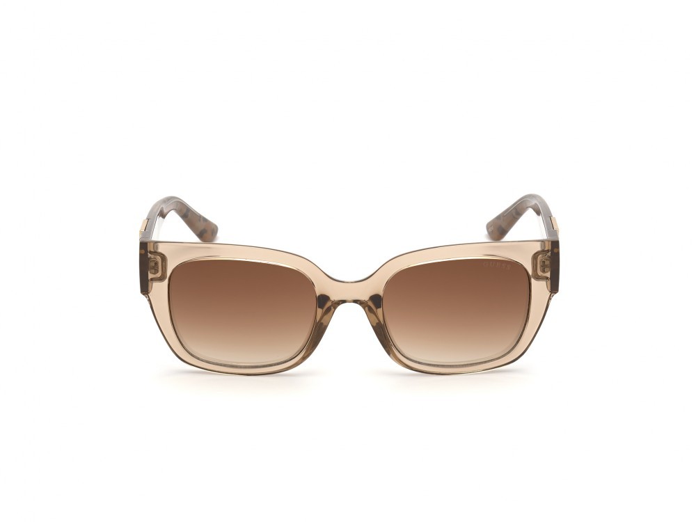 Occhiali da sole Guess GU7742 (57G) colore beige lucido forma quadrato lenti marrone specchiato