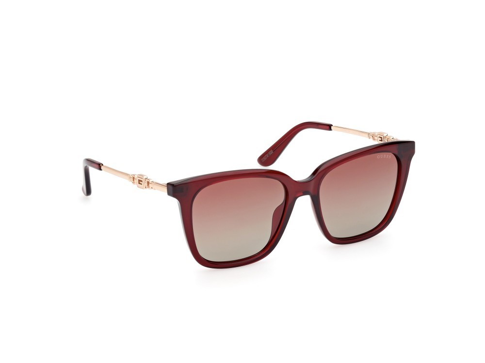 Occhiali da sole Guess GU7886 (69F) colore bordeaux lucido - oro pallido lucido forma quadrato lenti marrone sfumato