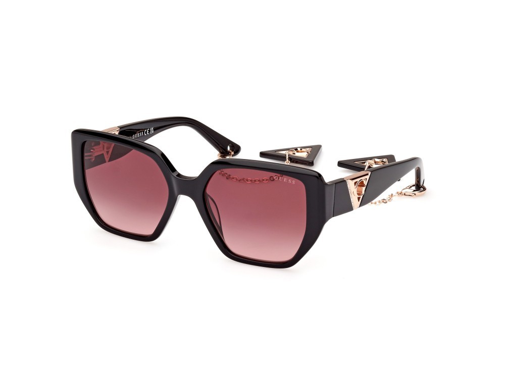 Occhiali da sole Guess GU7892 (01T) colore nero lucido forma geometrico lenti bordeaux grad.
